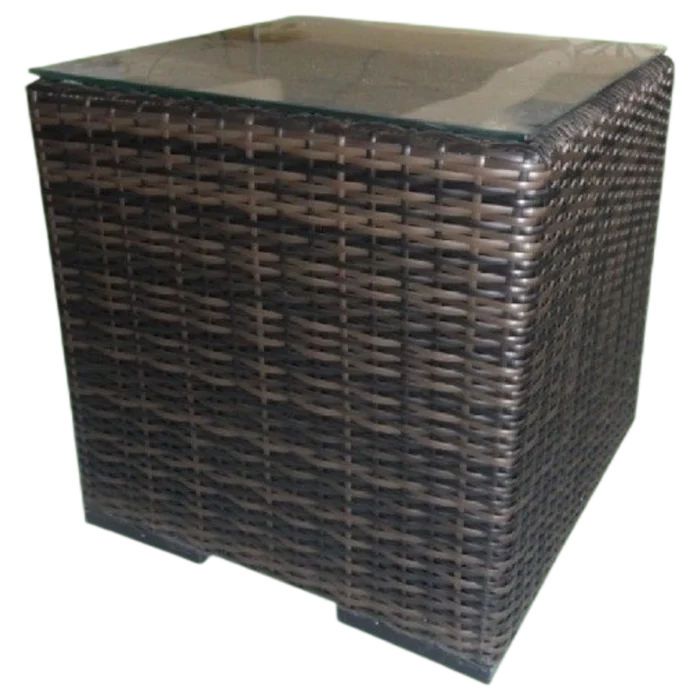 ALUMINIUM OUTDOOR WICKER SIDE TABLE 44x44xH42