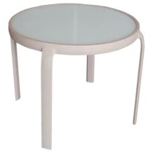 Outdoor ALUMINIUM SIDE TABLE WITH MILKY GLASS DIA 51CM