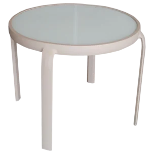 Outdoor ALUMINIUM SIDE TABLE WITH MILKY GLASS DIA 51CM