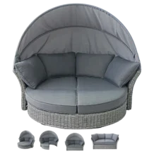 outdoor rattan daybed, patio lounge sofa, wicker sunbed with canopy, luxury garden furniture, Belem Sofa.
