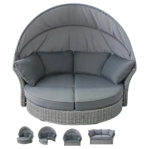outdoor rattan daybed, patio lounge sofa, wicker sunbed with canopy, luxury garden furniture, Belem Sofa.