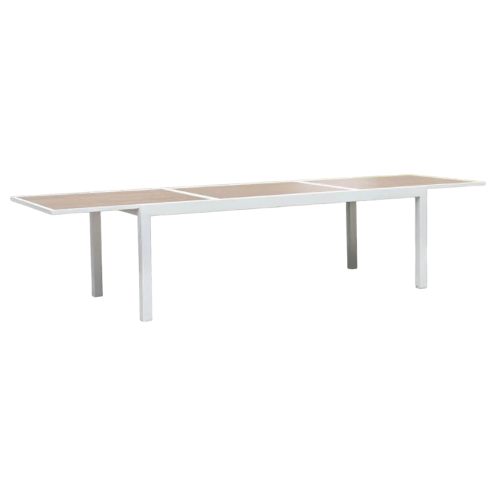 Enzo Dining Table — Aluminum, Teak — White