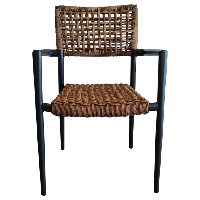 Weser OutDoor ArmChair — Aluminum, Rattan, Wicker - Natural/Black