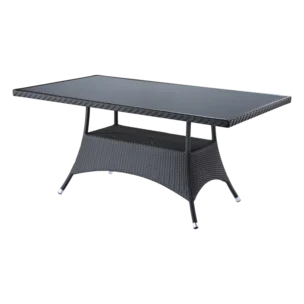 Corvo Outdoor Table — Aluminum, Glass, Wicker — 180(L) x 100(D) x 72(H) cm