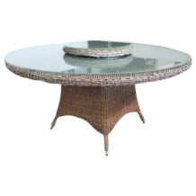 Barbados DT — Aluminum, Glass, Wicker - Natural color -Ø150xH75cm