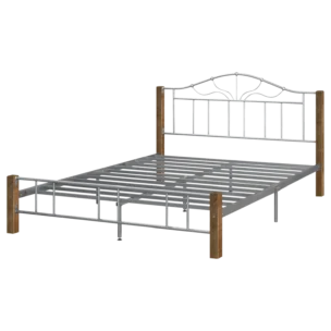 Morpheus DB Bed— Metal, Wood — Black, Brown —152x194cm