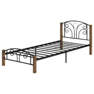 Morpheus DD Bed— Metal, Wood — Black, Brown —92x194cm