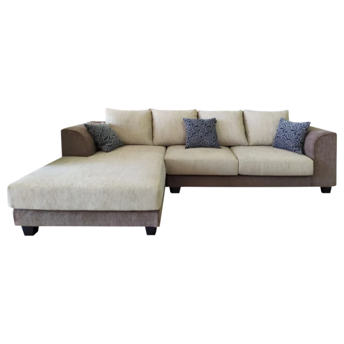 Akron Corner Sofa — Fabric — Beige, Brown- W272xD92/172.5xH91cm