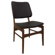 Terni Dining Chair — Leather, Wood — Black, Walnut - W50xD56xH81cm
