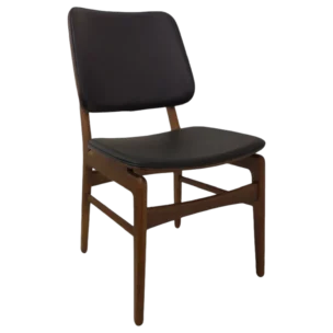 Terni Dining Chair — Leather, Wood — Black, Walnut - W50xD56xH81cm