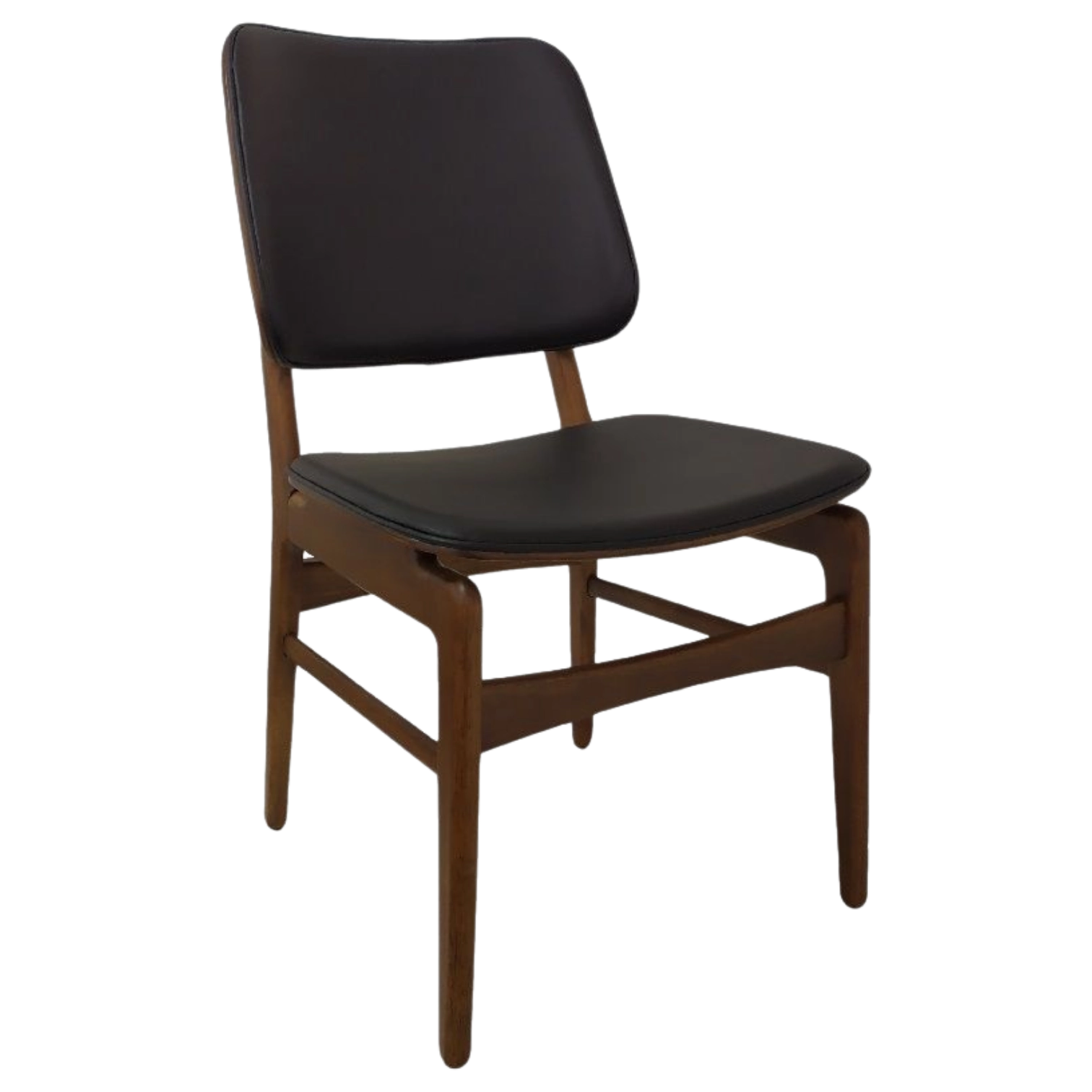 12034039045_1978-TERNI Terni Dining Chair — Leather, Wood — Black, Walnut - W50xD56xH81cm