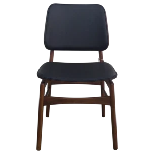 Terni Dining Chair — Leather, Wood — Black, Walnut - W50xD56xH81cm
