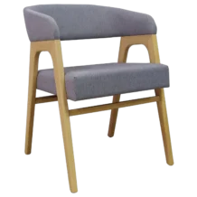 Dinning Chair - Irvine - Wood - Fabric - LightGrey