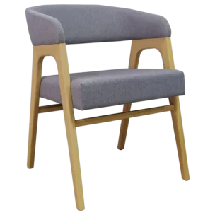 Dinning Chair - Irvine - Wood - Fabric - LightGrey