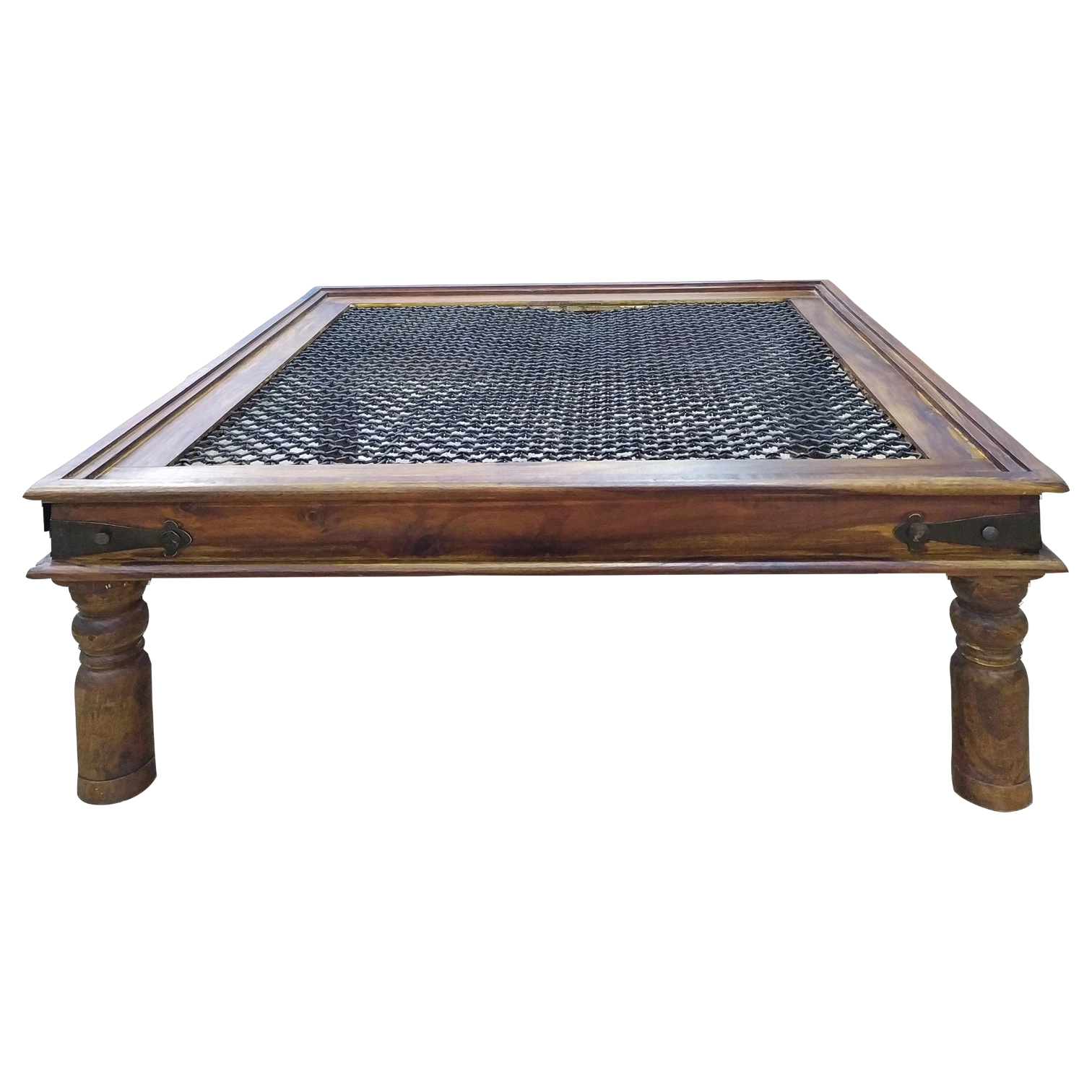 12171005001_X-GRILL-100 Coffee Table - Solide Wood - Dark BROWN - 100X100X40