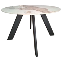 Round Dining Table– Kasai – Side View – White Ceramic -DIA120x75cm