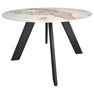 Round Dining Table– Kasai – Side View – White Ceramic -DIA120x75cm