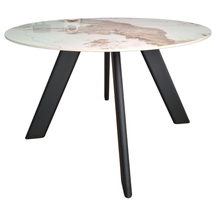Round Dining Table– Kasai – Side View – White Ceramic -DIA120x75cm