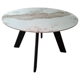 Round Dining Table– Kasai – Side View – White Ceramic -DIA120x75cm