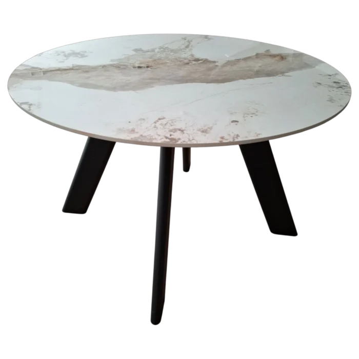 Round Dining Table– Kasai – Side View – White Ceramic -DIA120x75cm