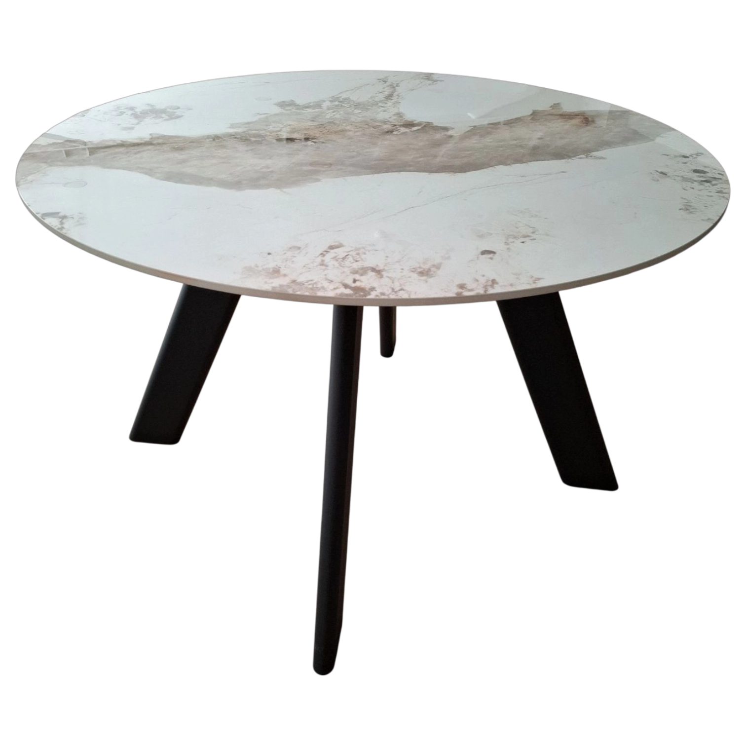 12193039036_RF-7309DT-3 Round Dining Table– Kasai – Side View – White Ceramic -DIA120x75cm