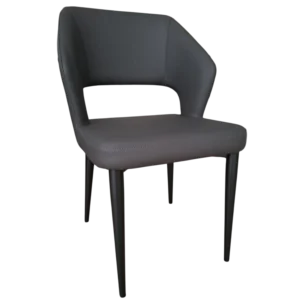 Dining Chair – TOULON – Side View – Grey Upholstery, W52xD54xH83cm