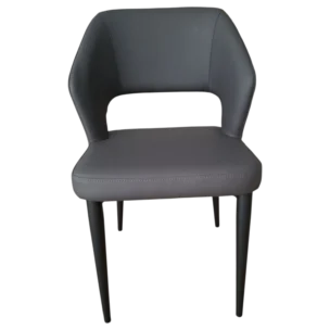 Dining Chair – TOULON – Side View – Grey Upholstery, W52xD54xH83cm