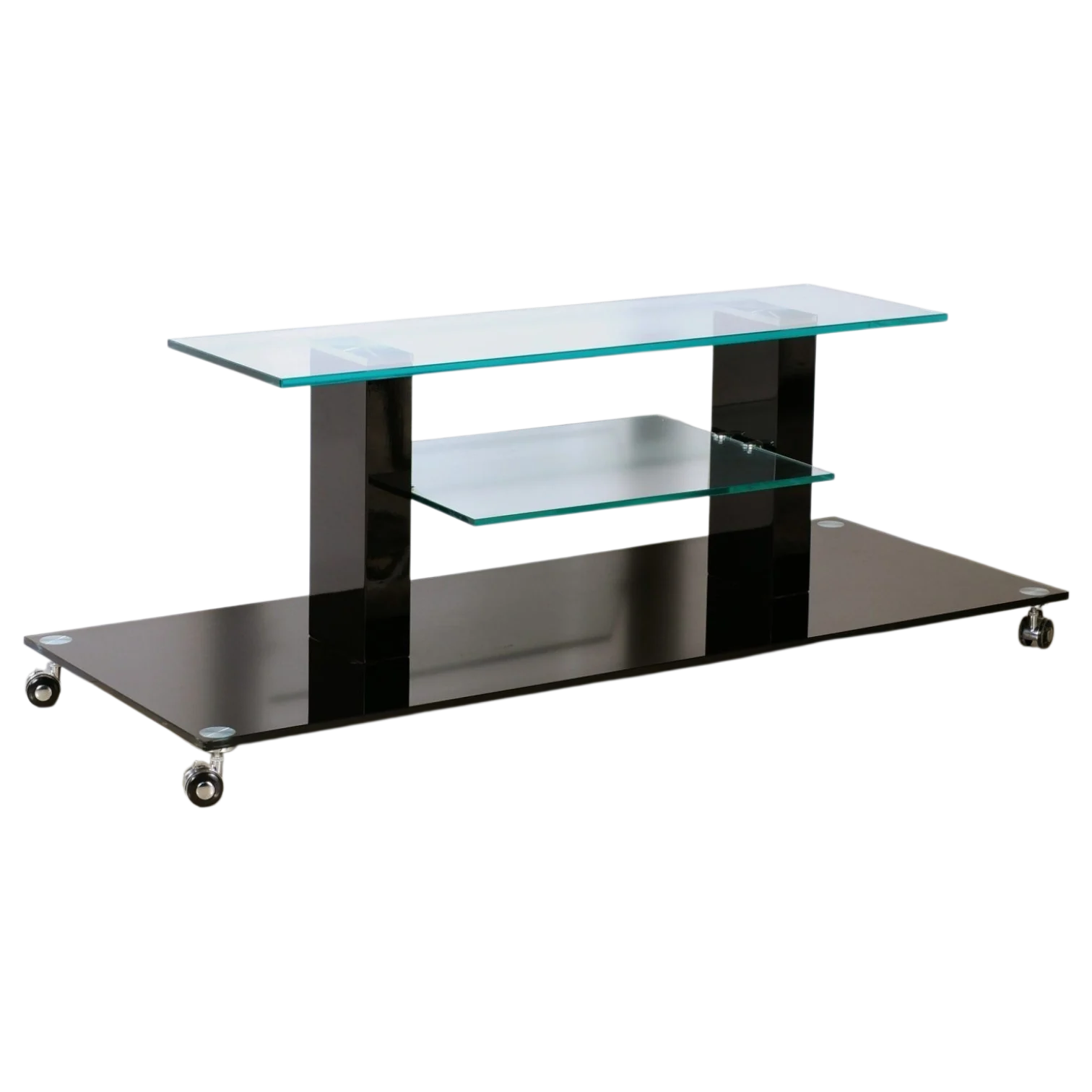 12208039006_1692-RIGEL-scaled TV STAND CLEAR GLASS/ BLACK GL 130X50X47