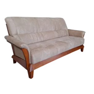 3 Seate Sofa– TROSA M 3 – Front View – Honeydew - Dark Oak- Fabric– 210 x 98 x 99 cm