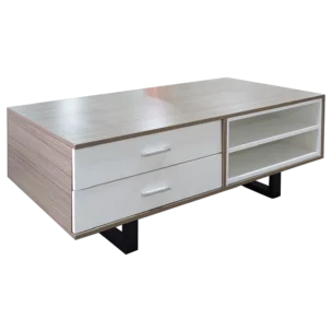 Derby Coffee Table — Metal, Wood — White, Black, Natural - 120x60xH42cm