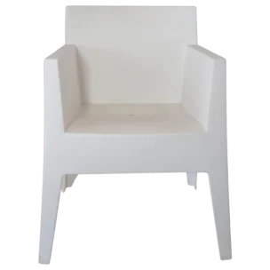 Plastic Outdoor Arm Chair - Loungh Chair 55(L) x 62(D) x 77(H) cm White