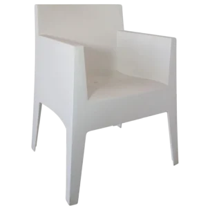 Plastic Outdoor Arm Chair - Loungh Chair 55(L) x 62(D) x 77(H) cm White