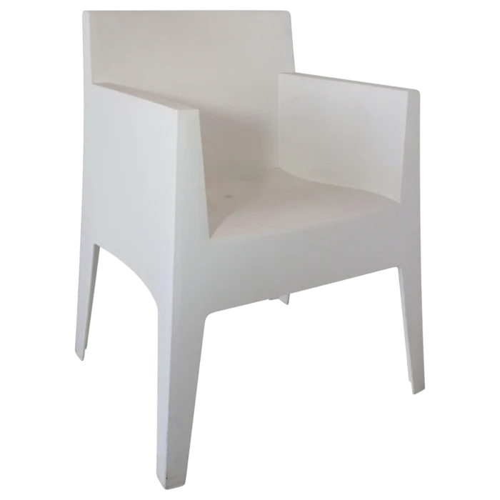Plastic Outdoor Arm Chair - Loungh Chair 55(L) x 62(D) x 77(H) cm White