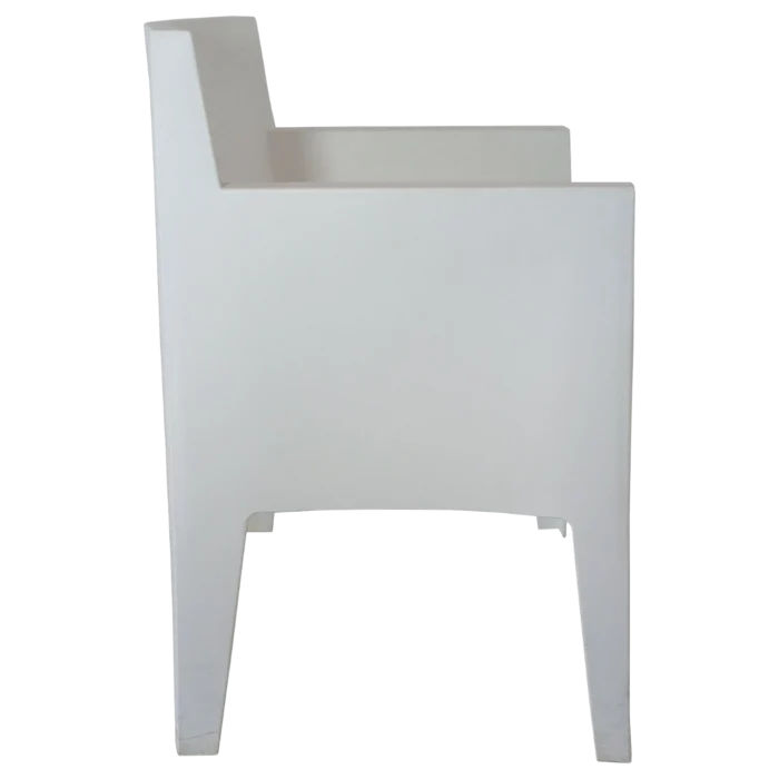 Plastic Outdoor Arm Chair - Loungh Chair 55(L) x 62(D) x 77(H) cm White