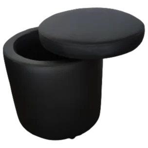 Newark — Storage Leather Pouf — 38(L) x 38(D) x 43(H) cm Black