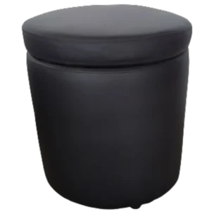 Newark — Storage Leather Pouf — 38(L) x 38(D) x 43(H) cm Black