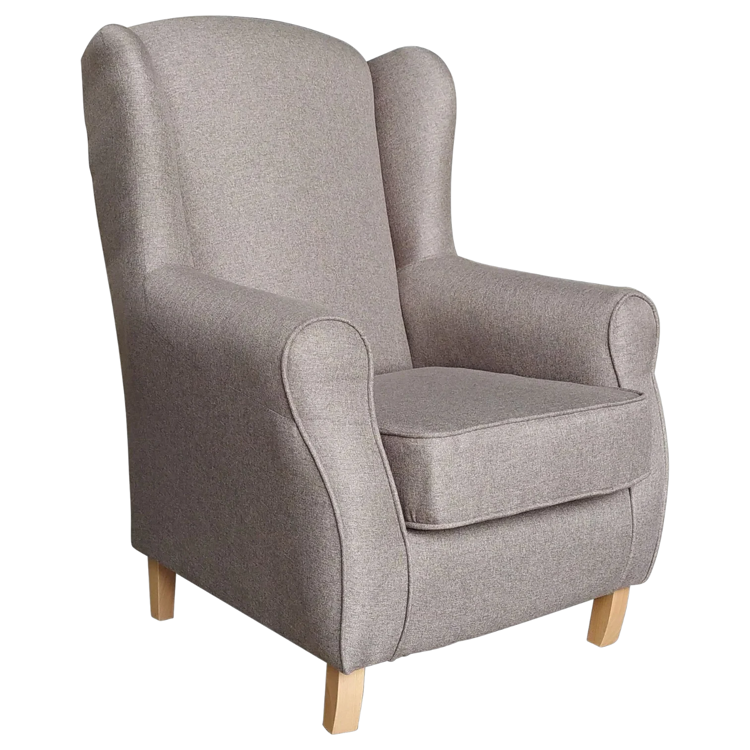 12283041014_MIA-taupe-1 MIA Armchair Sofa — Fabric, Wood legs — Beige - L85xD79xH99cm