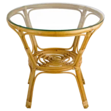 Round Coffee Table - Bahama - Bamboo and Glass - Ø59xH55cm