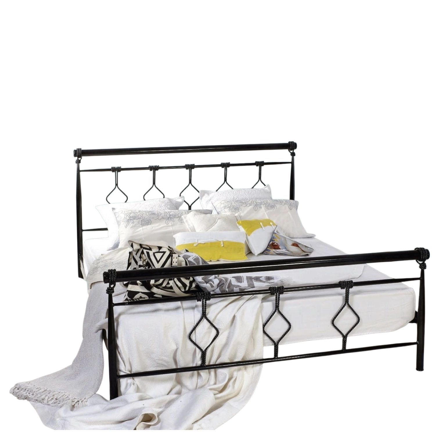 12322040002_2536-DENVER DENVER Double Bed — Metal, Wood - Anthracit - 171x215xH121cm