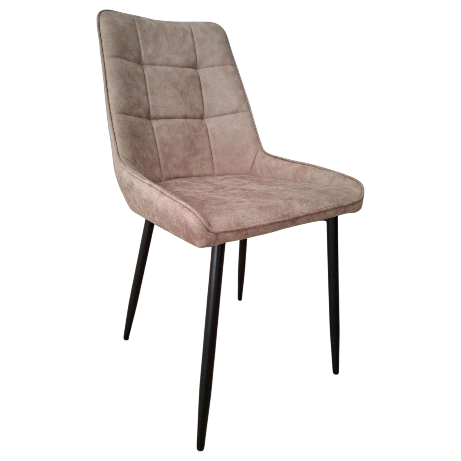 12325039004_CE-DC2105-1-Light-Brown Essen Dinning Chair — Metal, Microfiber — Light Brown - 60(W) x 48(D) x 88(H) cm