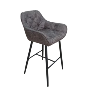 Odda Bar Stool — Metal, Microfiber — Dark Grey - 56(W) x 40(D) x 105(H) cm