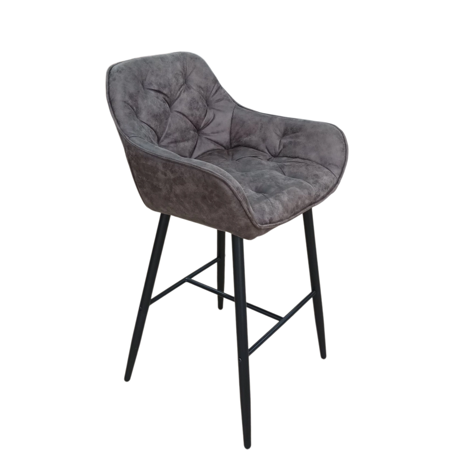 12325039006_CE-BC2301_1 Odda Bar Stool — Metal, Microfiber — Dark Grey - 56(W) x 40(D) x 105(H) cm