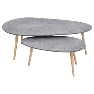 Moss Coffee Table — MDF Top, Wood Legs — Grey, Natural