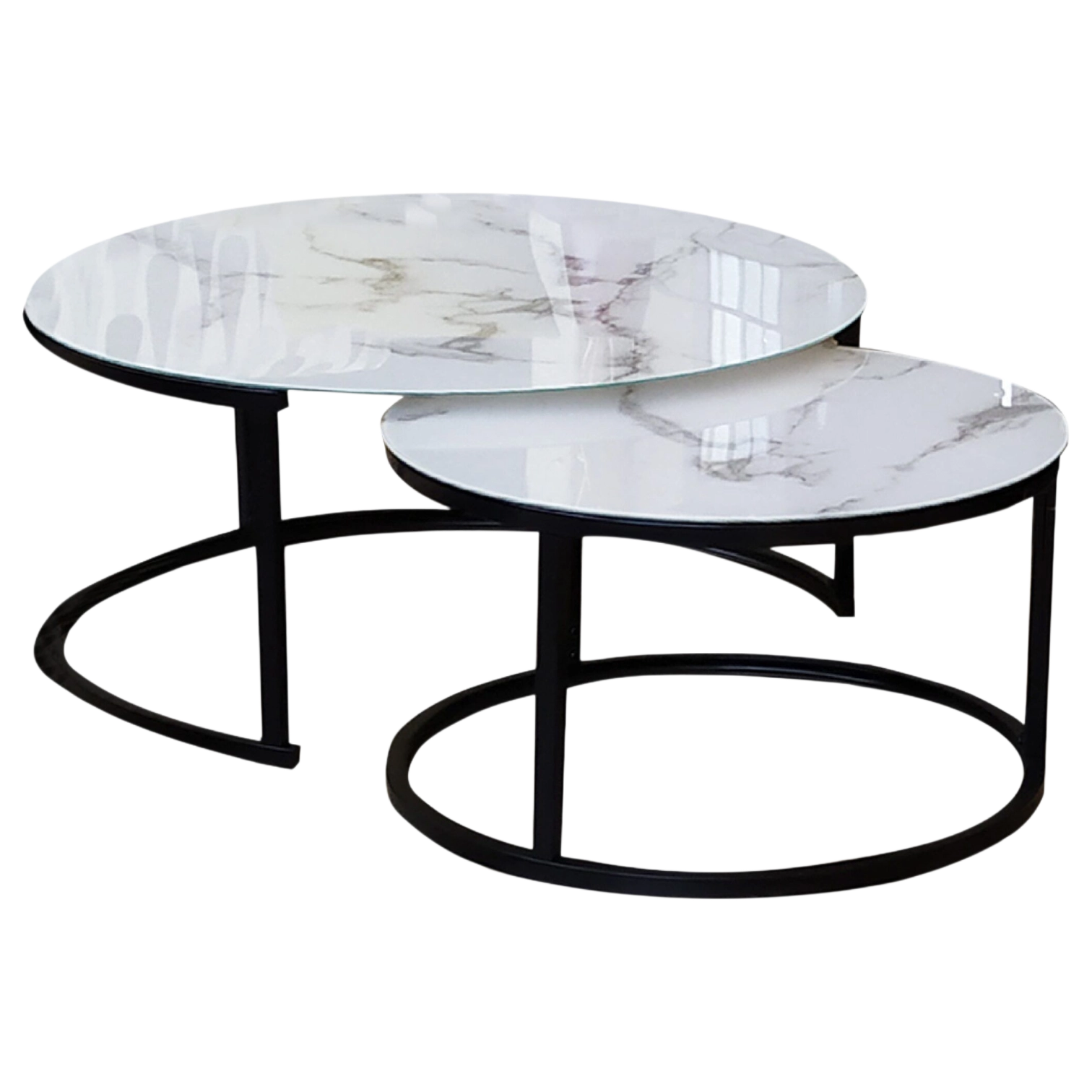 12325039009_2822-CT2506-scaled Nesting Coffee Table– Bergen– Front View – White Marble and Black