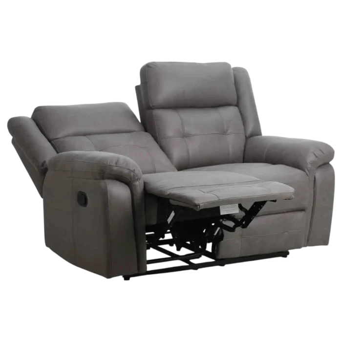 2 Seate Sofa–THORN 2 – Open Side View – Grey Fabric Upholstery –152 x 96 x 101.5 cm