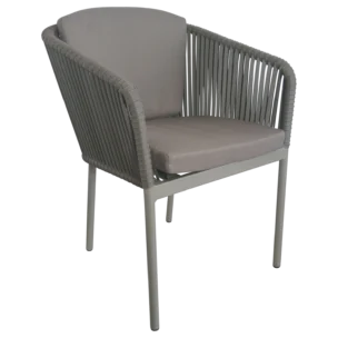 ALUMINIUM CHAIR FLAT RATTAN WITH CUSHION L57xD60xH78cm