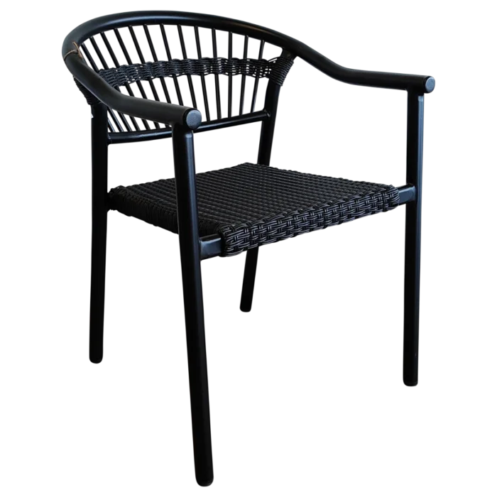 Morales OutDoor ArmChair — Aluminum, Rattan, Wicker - Black