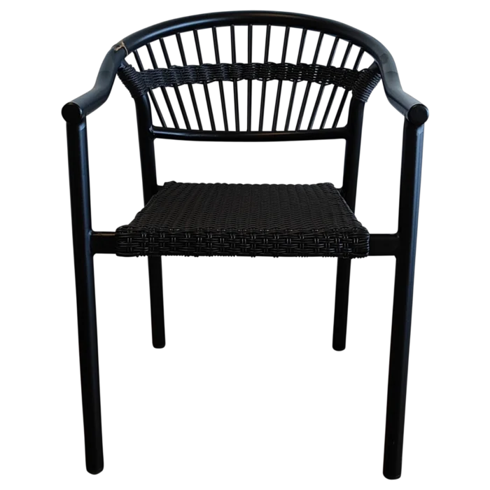 Morales OutDoor ArmChair — Aluminum, Rattan, Wicker - Black