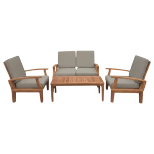 OutDoor Coffee Set — Teak Comfort Set Coffee Table — Fabric, Teak, Wood