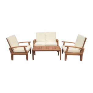 OutDoor Coffee Set — Teak Comfort Set Coffee Table — Fabric, Teak, Wood